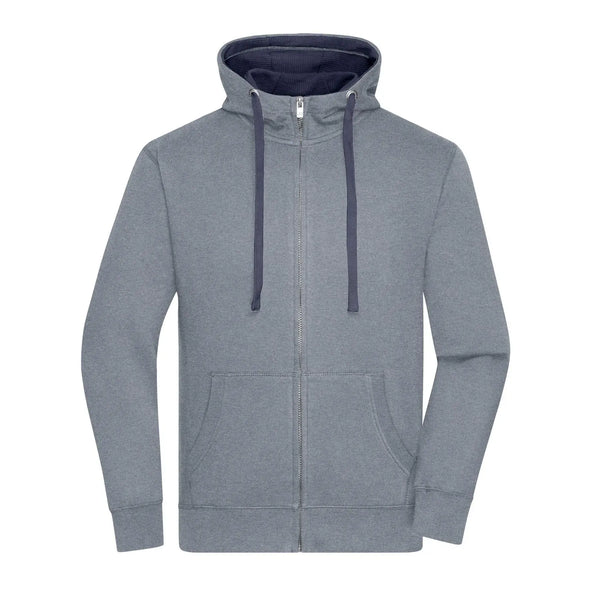 Felpa Mens Lifestyle Zip-cappuccio grigio / S - personalizzabile con logo