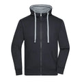 Felpa Mens Lifestyle Zip-cappuccio nero / S - personalizzabile con logo