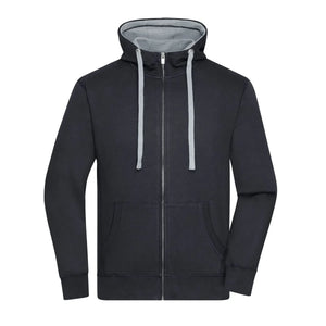 Felpa Mens Lifestyle Zip-cappuccio nero / S - personalizzabile con logo