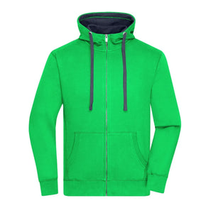 Felpa Mens Lifestyle Zip-cappuccio verde / S - personalizzabile con logo
