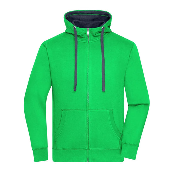 Felpa Mens Lifestyle Zip-cappuccio verde / S - personalizzabile con logo