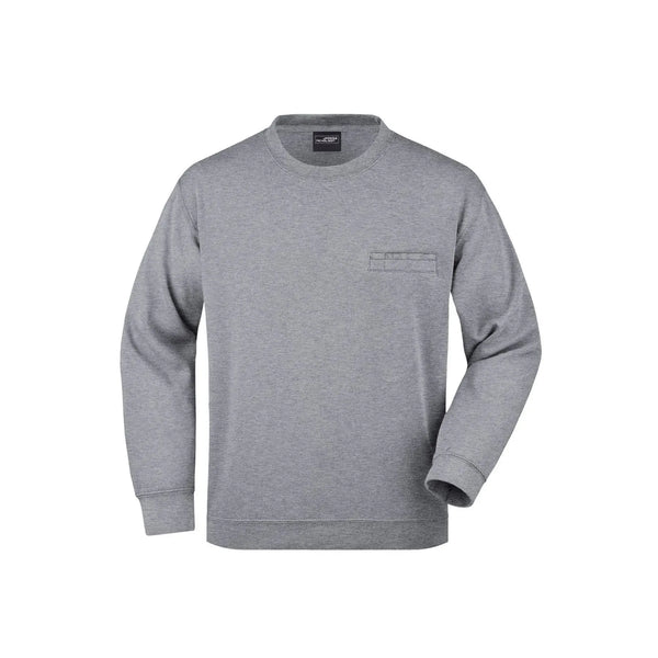 Felpa Mens Round  Pocket grigio / S - personalizzabile con logo
