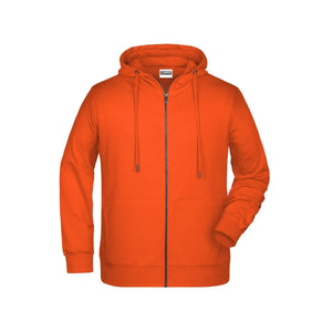 Felpa Mens Zip cappuccio arancione / S - personalizzabile con logo