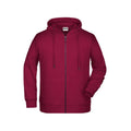 Felpa Mens Zip cappuccio bordeaux / S - personalizzabile con logo