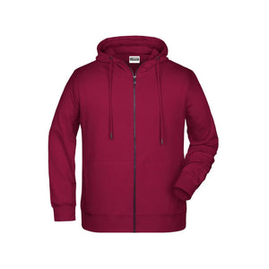 Felpa Mens Zip cappuccio bordeaux / S - personalizzabile con logo