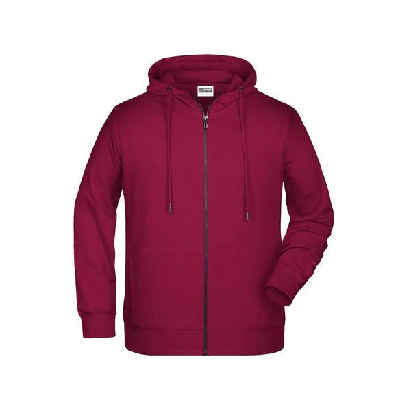 Felpa Mens Zip cappuccio bordeaux / S - personalizzabile con logo