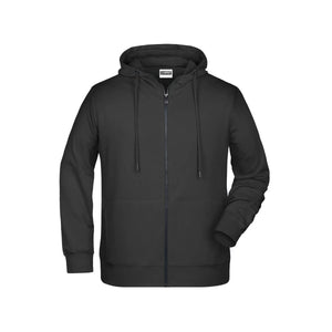 Felpa Mens Zip cappuccio nero / S - personalizzabile con logo