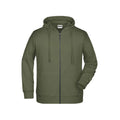 Felpa Mens Zip cappuccio olive / S - personalizzabile con logo