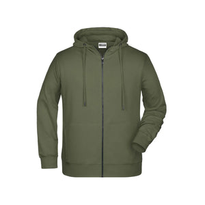 Felpa Mens Zip cappuccio olive / S - personalizzabile con logo