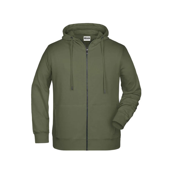 Felpa Mens Zip cappuccio olive / S - personalizzabile con logo