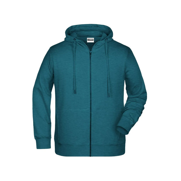 Felpa Mens Zip cappuccio petrol-melange / S - personalizzabile con logo