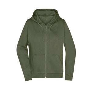 Felpa Promo Zip cappuccio Lady olive / XS - personalizzabile con logo