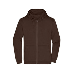 Felpa Promo Zip cappuccio Men marrone / S - personalizzabile con logo