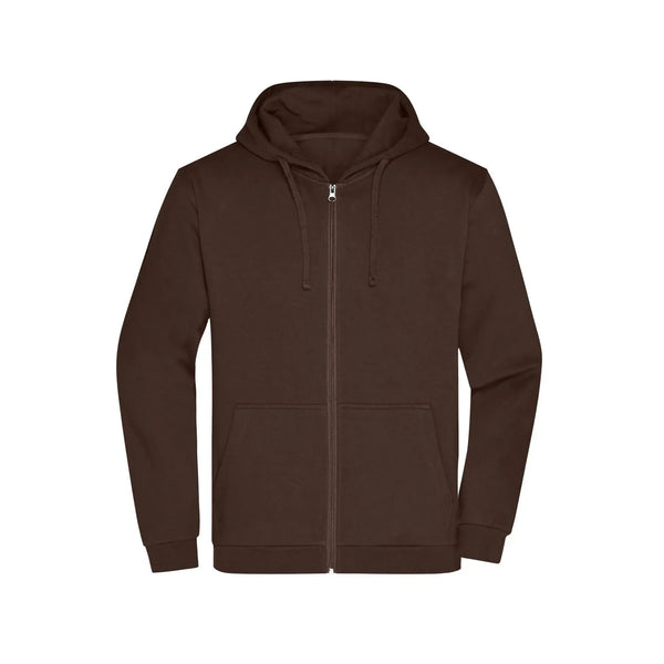 Felpa Promo Zip cappuccio Men marrone / S - personalizzabile con logo