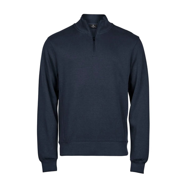 Felpa Ribbed Interlock Half Zip blu / S - personalizzabile con logo