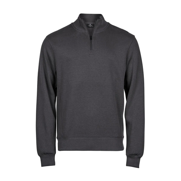 Felpa Ribbed Interlock Half Zip grigio / S - personalizzabile con logo