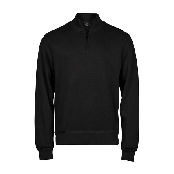 Felpa Ribbed Interlock Half Zip nero / S - personalizzabile con logo