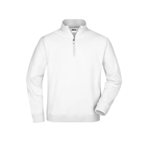 Felpa Round-neck Zip bianco / S - personalizzabile con logo