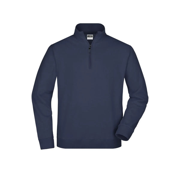 Felpa Round-neck Zip blu / S - personalizzabile con logo
