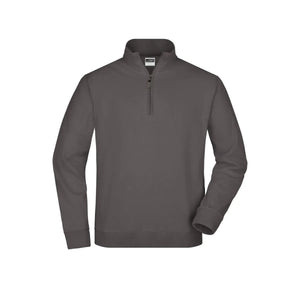 Felpa Round-neck Zip grigio / S - personalizzabile con logo