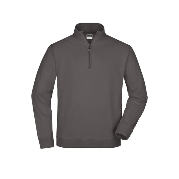 Felpa Round-neck Zip grigio / S - personalizzabile con logo