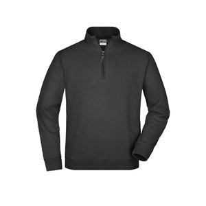 Felpa Round-neck Zip nero / S - personalizzabile con logo