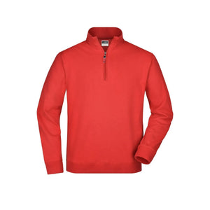 Felpa Round-neck Zip rosso / S - personalizzabile con logo