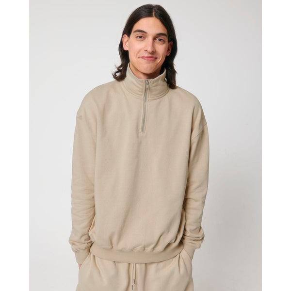 Felpa Unisex Boxy Con Mezza Zip Al Tocco Secco Miller Dry beige / XXS - personalizzabile con logo