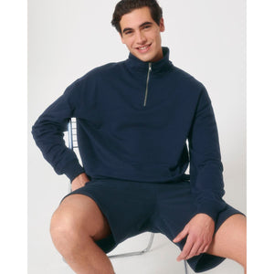 Felpa Unisex Boxy Con Mezza Zip Al Tocco Secco Miller Dry blu navy / XXS - personalizzabile con logo
