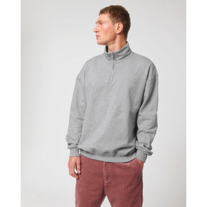 Felpa Unisex Boxy Con Mezza Zip Al Tocco Secco Miller Dry grigio / XXS - personalizzabile con logo