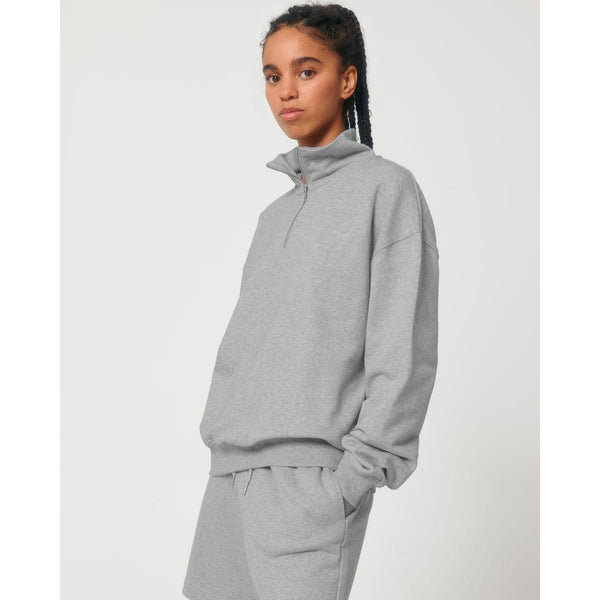 Felpa Unisex Boxy Con Mezza Zip Al Tocco Secco Miller Dry - personalizzabile con logo