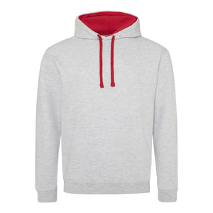 Felpa Varsity Hoodie heather grey/fire red / S - personalizzabile con logo