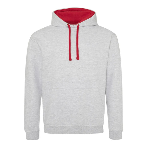 Felpa Varsity Hoodie heather grey/fire red / S - personalizzabile con logo