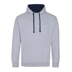 Felpa Varsity Hoodie heather grey/french navy / XS - personalizzabile con logo