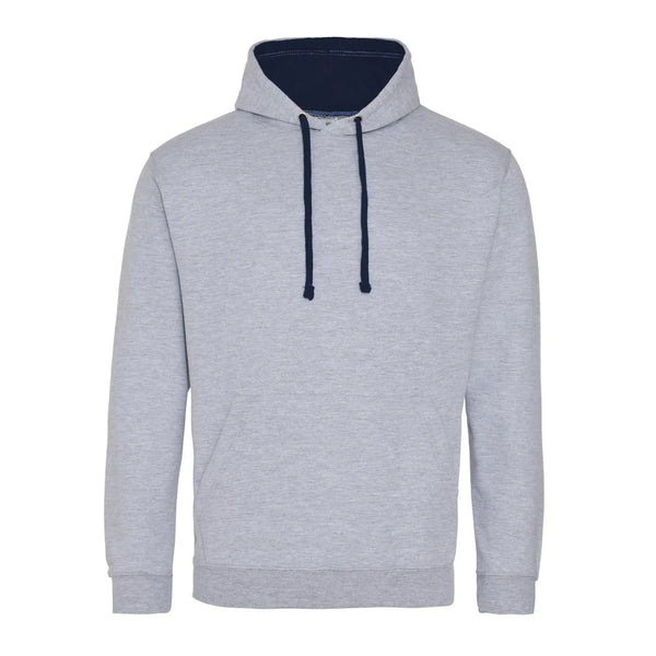 Felpa Varsity Hoodie heather grey/french navy / XS - personalizzabile con logo