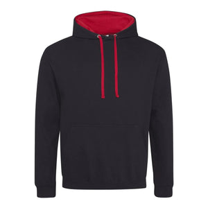 Felpa Varsity Hoodie jet black/fire red / XS - personalizzabile con logo