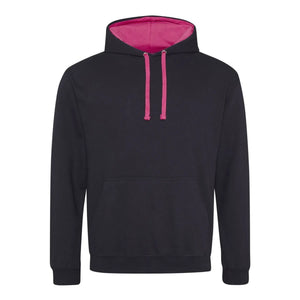 Felpa Varsity Hoodie jet black/hot pink / S - personalizzabile con logo