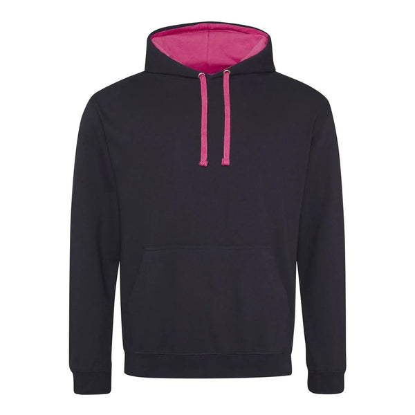 Felpa Varsity Hoodie jet black/hot pink / S - personalizzabile con logo