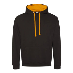 Felpa Varsity Hoodie jet black/orange crush / S - personalizzabile con logo