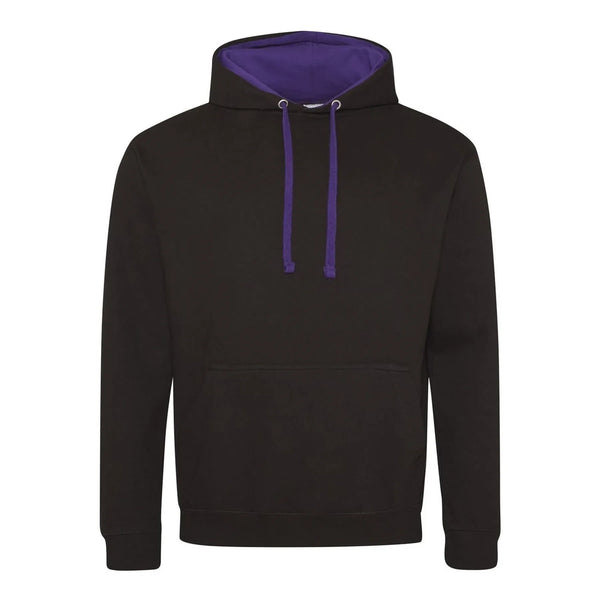 Felpa Varsity Hoodie jet black/purple / S - personalizzabile con logo
