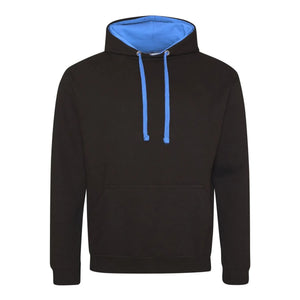 Felpa Varsity Hoodie jet black/sapphire blue / S - personalizzabile con logo