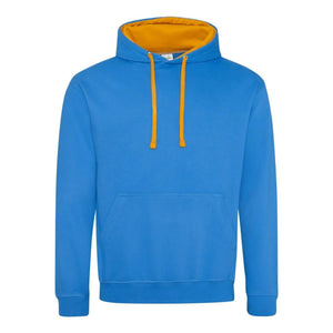 Felpa Varsity Hoodie sapphire blue/orange crush / S - personalizzabile con logo