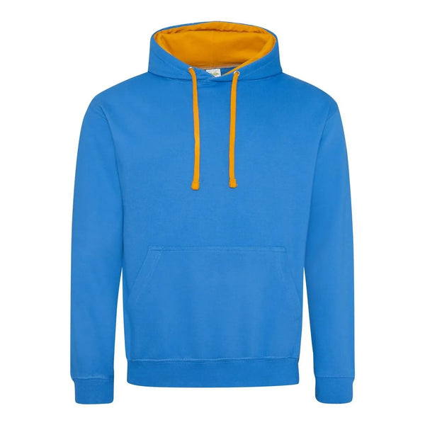 Felpa Varsity Hoodie sapphire blue/orange crush / S - personalizzabile con logo