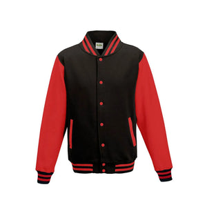 Felpa Varsity Jacket jet black/fire red / XS - personalizzabile con logo