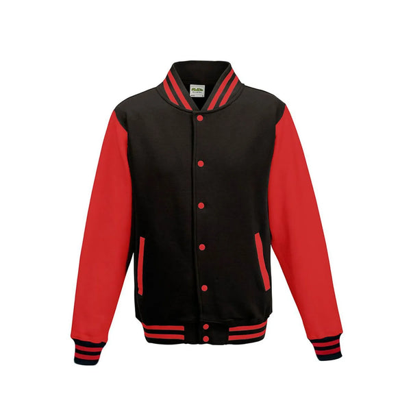 Felpa Varsity Jacket jet black/fire red / XS - personalizzabile con logo