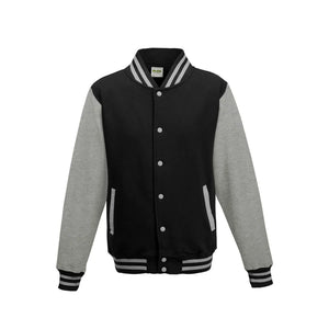 Felpa Varsity Jacket jet black/heather grey / XS - personalizzabile con logo