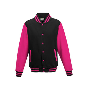 Felpa Varsity Jacket jet black/hot pink / XS - personalizzabile con logo