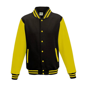 Felpa Varsity Jacket jet black/sun yellow / XS - personalizzabile con logo