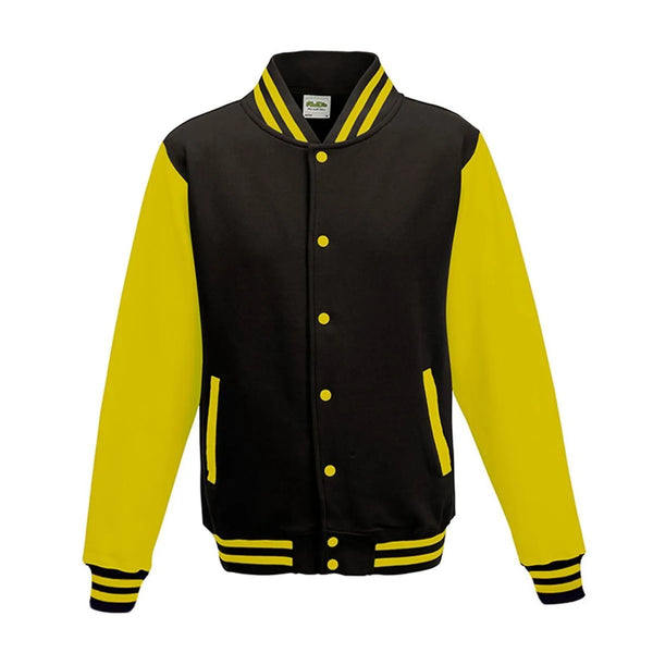 Felpa Varsity Jacket jet black/sun yellow / XS - personalizzabile con logo