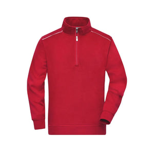 Felpa Workwear Half-zip  - Solid rosso / XS - personalizzabile con logo
